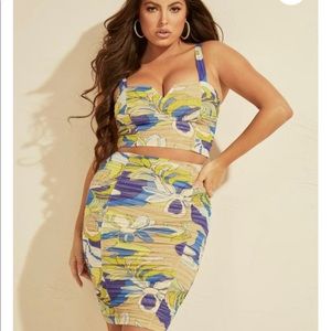 Marciano mesh skirt and crop top